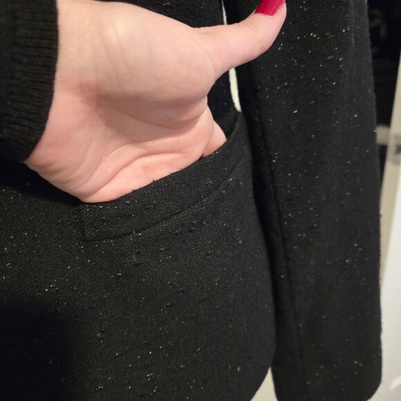 Lafayette Wool blend Metallic/black Suit Jacket Blazer Pocket Piter Pan Collar 8 - Picture 4 of 11
